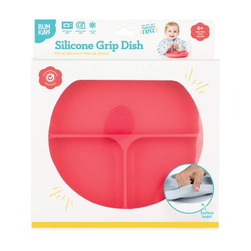 범킨스 [아마존베스트]Bumkins Silicone Grip Dish, Suction Plate, Divided Plate, Baby Toddler Plate, BPA Free, Microwave...