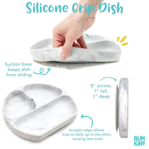 범킨스 [아마존베스트]Bumkins Silicone Grip Dish, Suction Plate, Divided Plate, Baby Toddler Plate, BPA Free, Microwave...