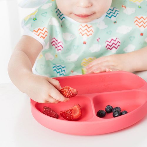 범킨스 [아마존베스트]Bumkins Silicone Grip Dish, Suction Plate, Divided Plate, Baby Toddler Plate, BPA Free, Microwave...