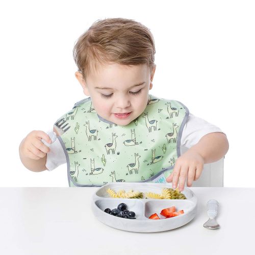 범킨스 [아마존베스트]Bumkins Silicone Grip Dish, Suction Plate, Divided Plate, Baby Toddler Plate, BPA Free, Microwave Dishwasher Safe  Marbled