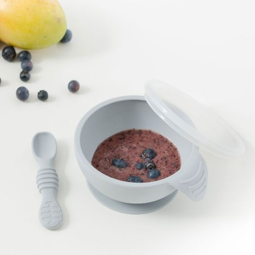 범킨스 [아마존베스트]Bumkins Suction Silicone Baby Feeding Set, Bowl, Lid, Spoon, BPA-Free, First Feeding, Baby Led...