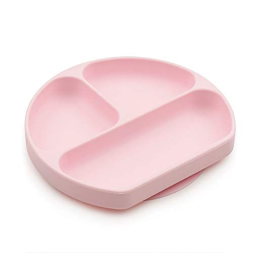 범킨스 [아마존베스트]Bumkins Silicone Grip Dish, Suction Plate, Divided Plate, Baby Toddler Plate, BPA Free, Microwave Dishwasher Safe  Pink