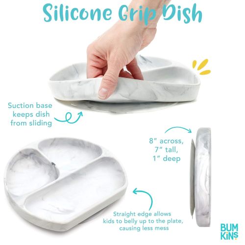 범킨스 [아마존베스트]Bumkins Silicone Grip Dish, Suction Plate, Divided Plate, Baby Toddler Plate, BPA Free, Microwave Dishwasher Safe  Pink