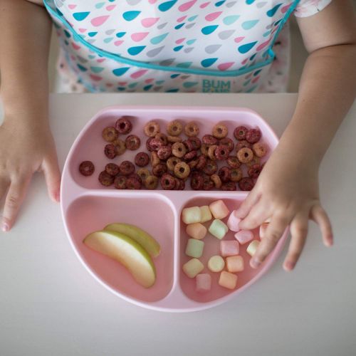 범킨스 [아마존베스트]Bumkins Silicone Grip Dish, Suction Plate, Divided Plate, Baby Toddler Plate, BPA Free, Microwave Dishwasher Safe  Pink