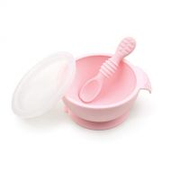 [아마존베스트]Bumkins Suction Silicone Baby Feeding Set, Bowl, Lid, Spoon, BPA-Free, First Feeding, Baby Led Weaning - Pink