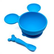 [아마존베스트]Bumkins Disney Mickey Mouse Suction Silicone Baby Feeding Set, Bowl, Lid, Spoon, BPA-Free, First Feeding, Baby Led Weaning