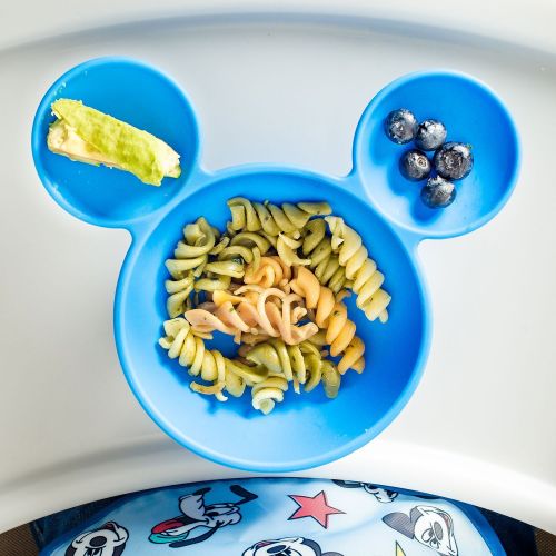 범킨스 [아마존베스트]Bumkins Disney Mickey Mouse Suction Silicone Baby Feeding Set, Bowl, Lid, Spoon, BPA-Free, First Feeding, Baby Led Weaning