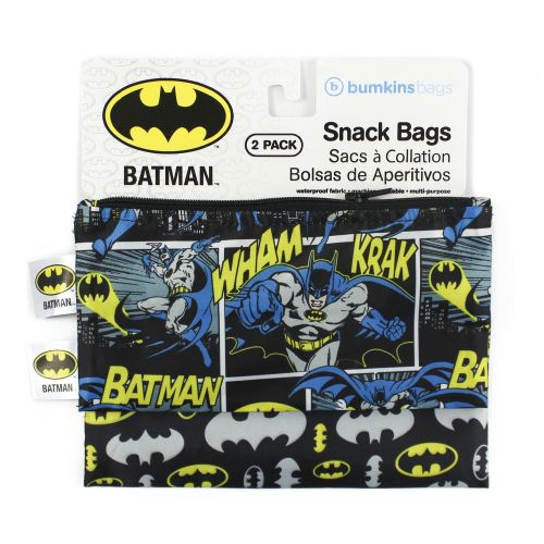 범킨스 [아마존베스트]Bumkins DC Comics Batman Snack Bags, Reusable, Washable, Food Safe, BPA Free, Pack of 2