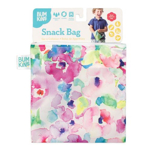 범킨스 [아마존베스트]Bumkins Sandwich Bag/Snack Bag, Reusable, Washable, Food Safe, BPA Free, 7x7  Watercolor