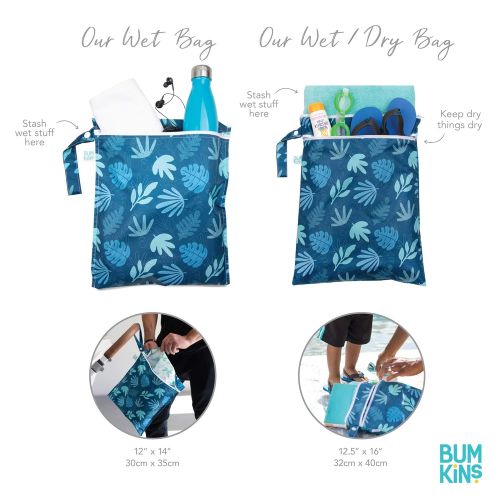 범킨스 Bumkins Disney Waterproof Wet Bag, Washable, Reusable for Travel, Beach, Pool, Stroller, Diapers, Dirty Gym Clothes, Wet Swimsuits, Toiletries, Electronics, Toys, 12x14 - Mickey Mo