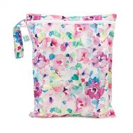 Bumkins Waterproof Wet Bag, Washable, Reusable for Travel, Beach, Pool, Stroller, Diapers, Dirty Gym Clothes, Wet Swimsuits, Toiletries, Electronics, Toys, 12x14  Watercolors