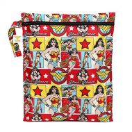 Bumkins DC Comics Wonder Woman Waterproof Wet Bag, Washable, Reusable for Travel, Beach, Pool, Stroller, Diapers, Dirty Gym Clothes, Wet Swimsuits, Toiletries, Electronics, Toys, 1