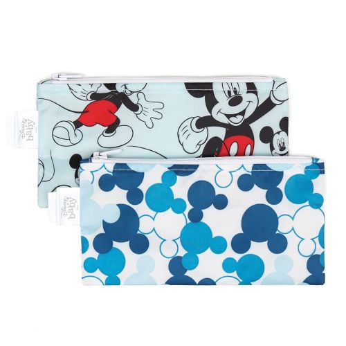 범킨스 Bumkins Snack Bags, Reusable Fabric, Washable, Food Safe, BPA Free Mickey Mouse (2 Pack)