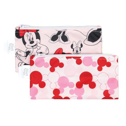 범킨스 Bumkins Snack Bags, Reusable Fabric, Washable, Food Safe, BPA Free Minnie Mouse (2 Pack)