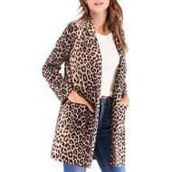 [아마존베스트]Bumplebee Mantel Bumplebee Leopard Coat Womens Long Elegant Cardigan Womens Long Windbreaker with Pockets Autumn Winter Warm Cardigan Long Womens Lightweight Winter Parka Outwear Fashion Trench Coa