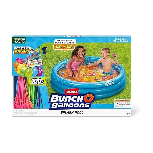  Original Bunch O Balloons Splash Pool with Tropical Party 100+ Rapid-Filling Self Sealing Water Balloons by ZURU, Water Balloon for Family, Kids, Teens and Adults, Summer and Outdoor Toy