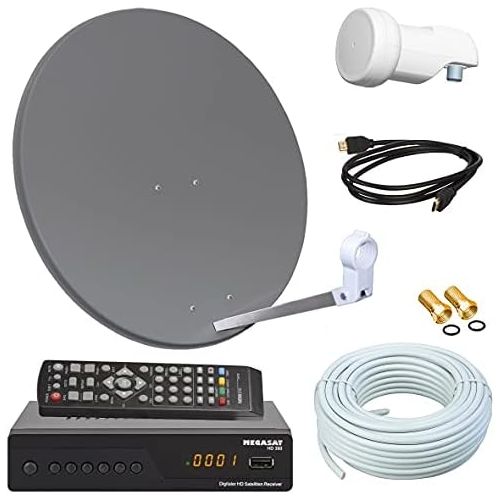  [아마존베스트]-Service-Informationen Bundle by netshop 25 Digital Satellite System 60 cm + HD Receiver + 10 m Cable + Opticum Single LNB = HD Complete Set (3 Colours Available)