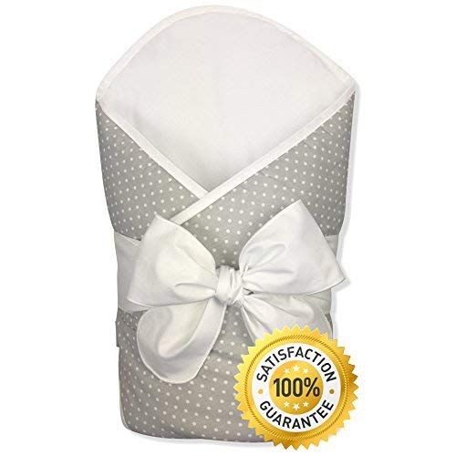  BundleBee Baby Wrap/Swaddle/Blanket, Feather Light/Grey Polka Dot, 0-4 Months