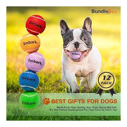  Colorful Squeaky Tennis Balls for Small Dogs and Puppies - 1.5 Inch - 12 Pack - Dog Training Toys for Positive Reinforcement, Interactive Squeaker Ball To Engage Attention Outside, Ball Launcher Fetch