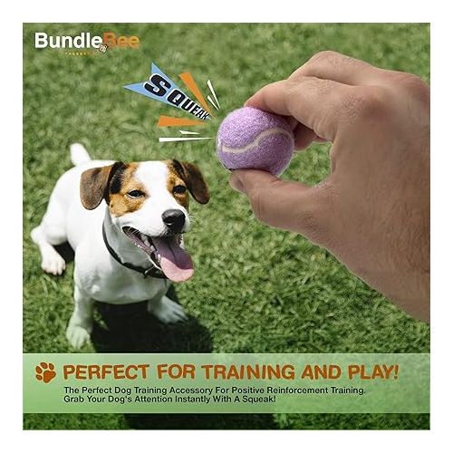  Colorful Squeaky Tennis Balls for Small Dogs and Puppies - 1.5 Inch - 12 Pack - Dog Training Toys for Positive Reinforcement, Interactive Squeaker Ball To Engage Attention Outside, Ball Launcher Fetch