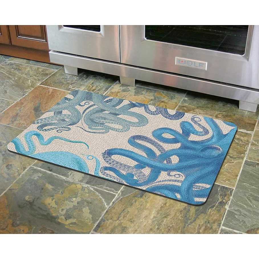  Bungalow Flooring 22-Inch x 31-Inch Octopus Wood Cut Accent Kitchen Mat