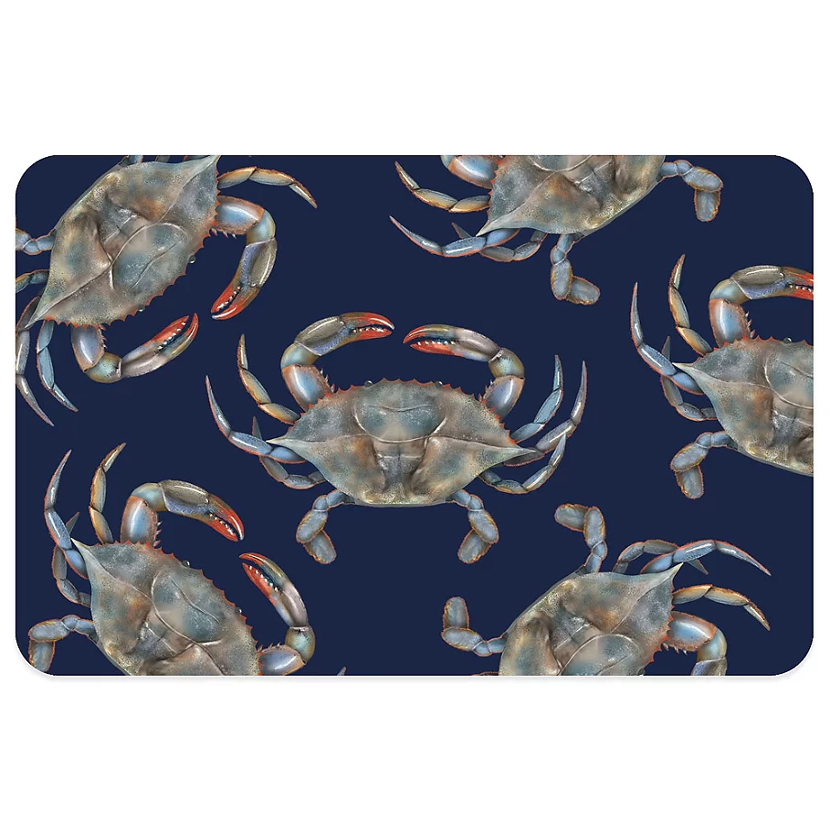  Bungalow Flooring 23-Inch x 36-Inch Blue Crabs Accent Kitchen Mat