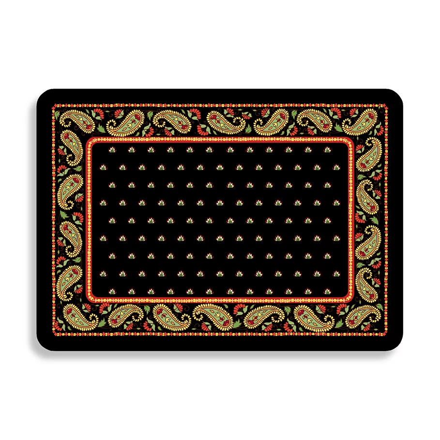  Bungalow Flooring Black Paisley Premium Kitchen Mat