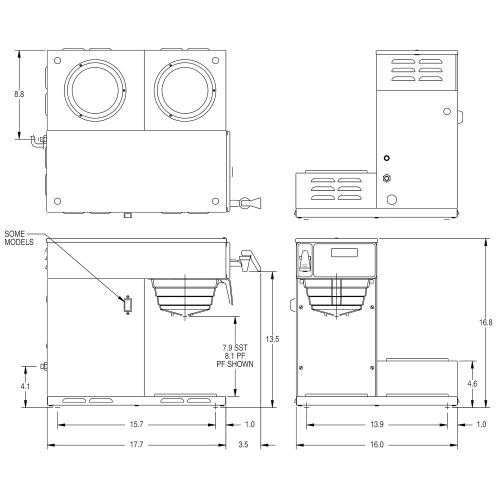  Bunn 38700.0009 Axiom DV-3 Lower Automatic Commercial Coffee Brewer with 3 Warmers (120V Standard),Gray