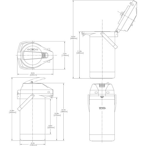  BUNN 32130.0000 3.0-Liter Lever-Action Airpot, Stainless Steel