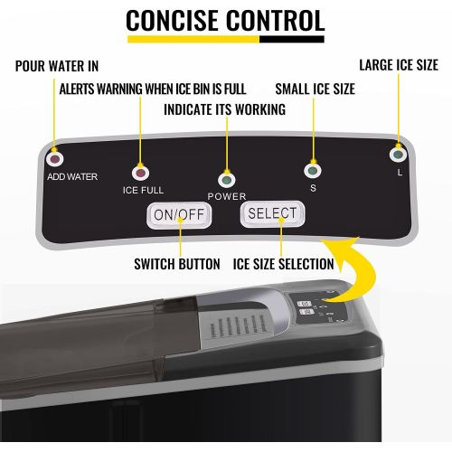  [아마존베스트]BuoQua BuoQu 12kg Ice Cube Maker with LCD Display Ice Cube Tray Black Commercial Ice Maker