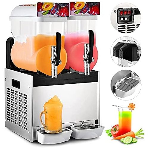  [아마존베스트]BuoQua 2x15l Slusheis Machine 600W Slush Maker Commercial Slush Ice Machine Slush Ice Machine Frozen Drink