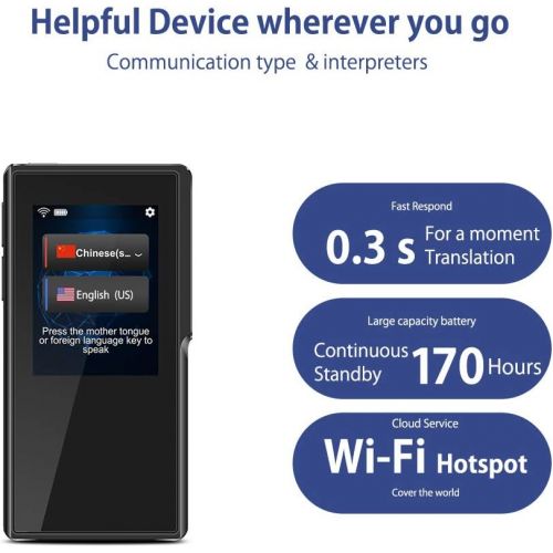  [아마존베스트]Buoth BUOTH Smart Voice Translator Device,70 Languages Instant Two Way Translation with 2.4 Inch Touch Screen Portable for Travelling Learning Business Shopping Meeting