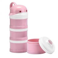 [아마존베스트]Burabi Baby Formula Snack Dispenser Stackable Portion Container for Travel 3 Compartments Non-Spill (Pink)
