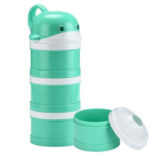  [아마존베스트]Burabi Baby Formula Snack Dispenser Stackable Portion Container for Travel 3 Compartments Non-Spill...