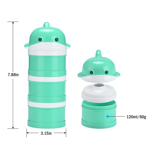  [아마존베스트]Burabi Baby Formula Snack Dispenser Stackable Portion Container for Travel 3 Compartments Non-Spill...