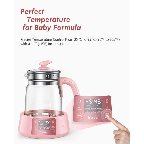  [아마존베스트]Burabi Baby Formula Ready Water Kettle with Precise Temperature Control (Keep Warm 24 Hours at Perfect Temp) Electric Boiler Heater for Night Feeding, Faster Than Bottle Warmer