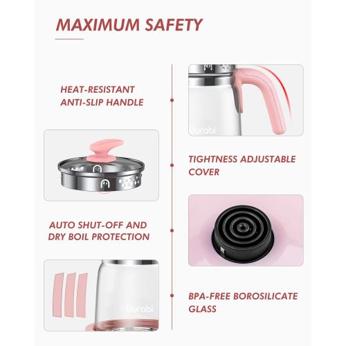  [아마존베스트]Burabi Baby Formula Ready Water Kettle with Precise Temperature Control (Keep Warm 24 Hours at Perfect Temp) Electric Boiler Heater for Night Feeding, Faster Than Bottle Warmer