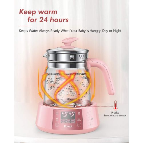  [아마존베스트]Burabi Baby Formula Ready Water Kettle with Precise Temperature Control (Keep Warm 24 Hours at Perfect Temp) Electric Boiler Heater for Night Feeding, Faster Than Bottle Warmer