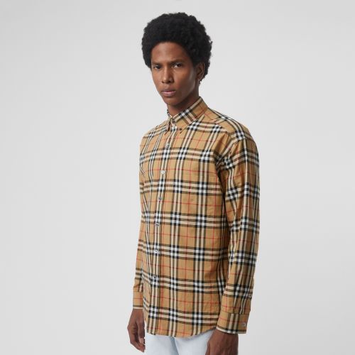 버버리 Burberry Button-down Collar Vintage Check Cotton Shirt