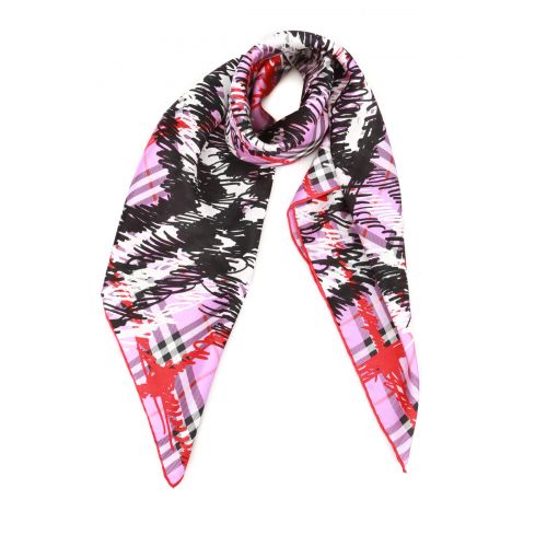 버버리 Burberry Scribble print squared silk shawl