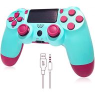 Burcica Wireless Controller Compatible with Playstation 4 System, for PS4 Console with Charging Cable, Gamepad Gift for Girls/Kids/Man(Berry Blue, 2021 New Model Joystick)