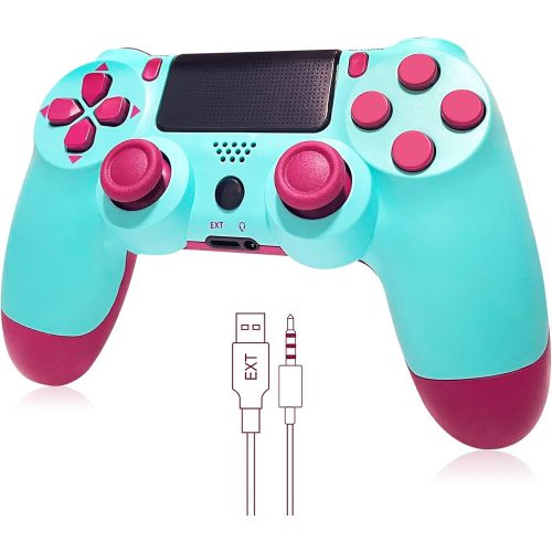  Burcica Wireless Controller Compatible with Playstation 4 System, for PS4 Console with Charging Cable, Gamepad Gift for Girls/Kids/Man(Berry Blue, 2021 New Model Joystick)