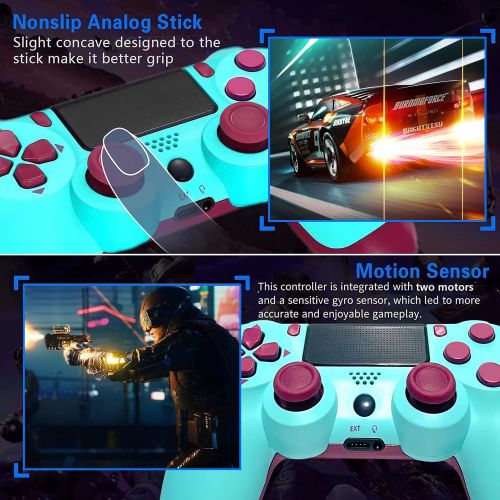  Burcica Wireless Controller Compatible with Playstation 4 System, for PS4 Console with Charging Cable, Gamepad Gift for Girls/Kids/Man(Berry Blue, 2021 New Model Joystick)