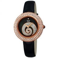 [아마존 핫딜]  [아마존핫딜]Burgi Swarovski Crystals Dial - Unique Sparkle Swirl Mother of Pearl On Dial - Genuine Leather Strap Womens Watch - BUR209