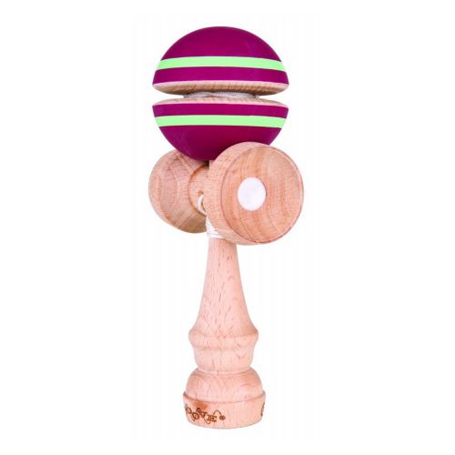  Burgundy with Green Stripe Groove Kendama