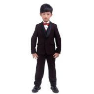 Burgundy with Black Texture 3-piece Tuxedo for Kids 4 - 14 Years