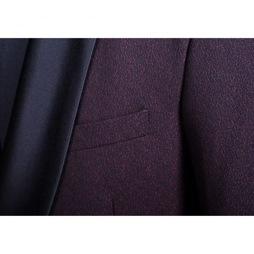  Burgundy with Black Texture 3-piece Tuxedo for Kids 4 - 14 Years