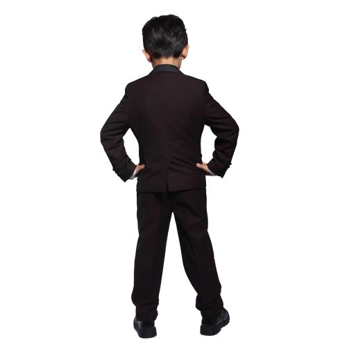  Burgundy with Black Texture 3-piece Tuxedo for Kids 4 - 14 Years