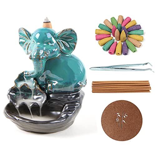  인센스스틱 Buric Cute Animal Waterfall Incense Burner Holder Insence Backflow Incense Cone Holders with 20 Incense Cones 30 Incences Sticks Home Decor