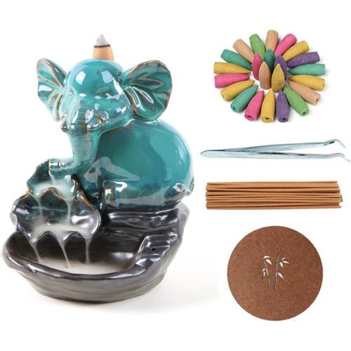  인센스스틱 Buric Cute Animal Waterfall Incense Burner Holder Insence Backflow Incense Cone Holders with 20 Incense Cones 30 Incences Sticks Home Decor